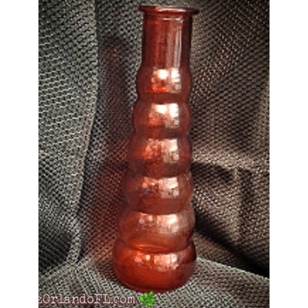 VINTAGE: Ruby Red Ripple Boho Beehive Glass Vase 8.5” Art Deco Home Decor *HTF* - Picture 4 of 8